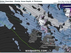 英国天气预报地图显示暴风雪袭击英国的确切日期